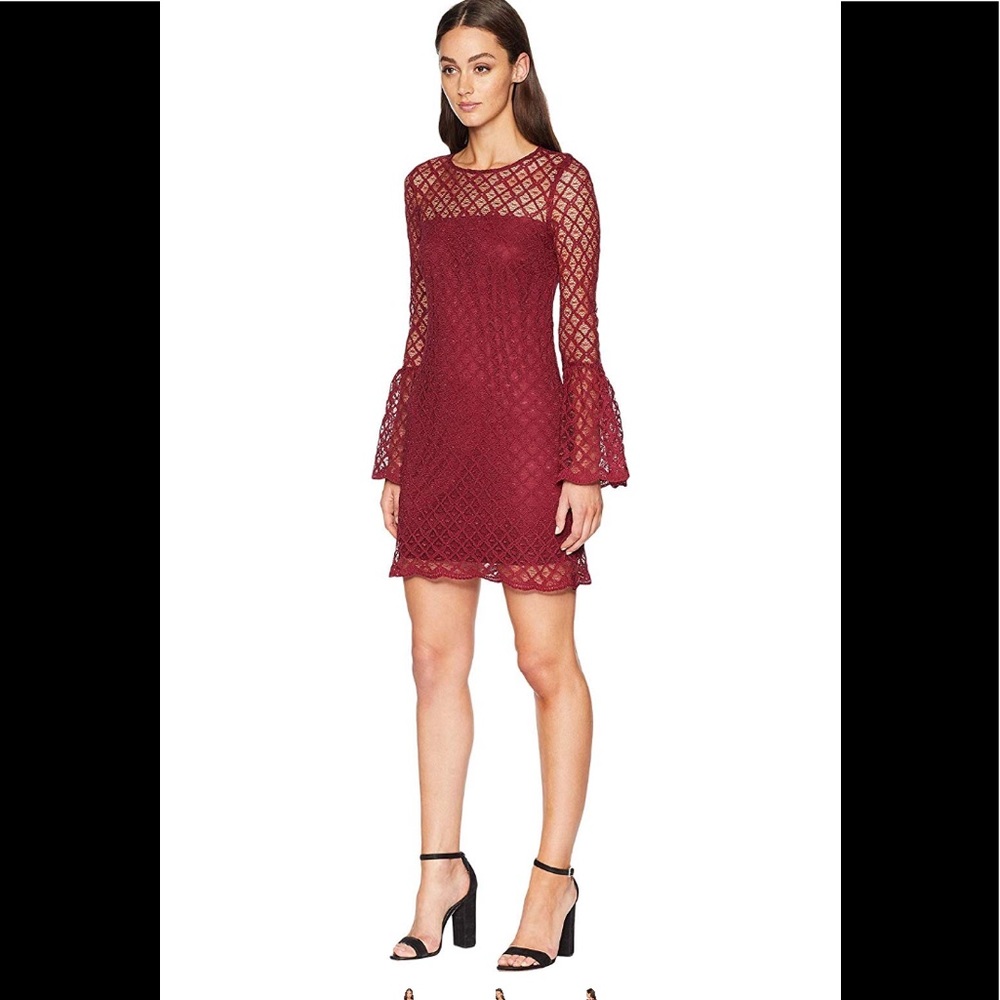 Laundry by Shelli Segal Lace Cocktail Burgundy NWT - Picture 2 of 3